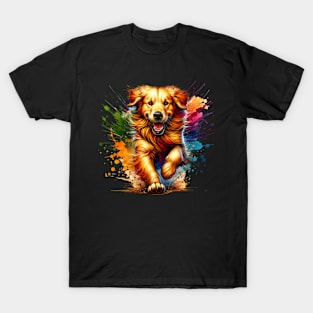 Golden Retriever Dog watercolor splash T-Shirt